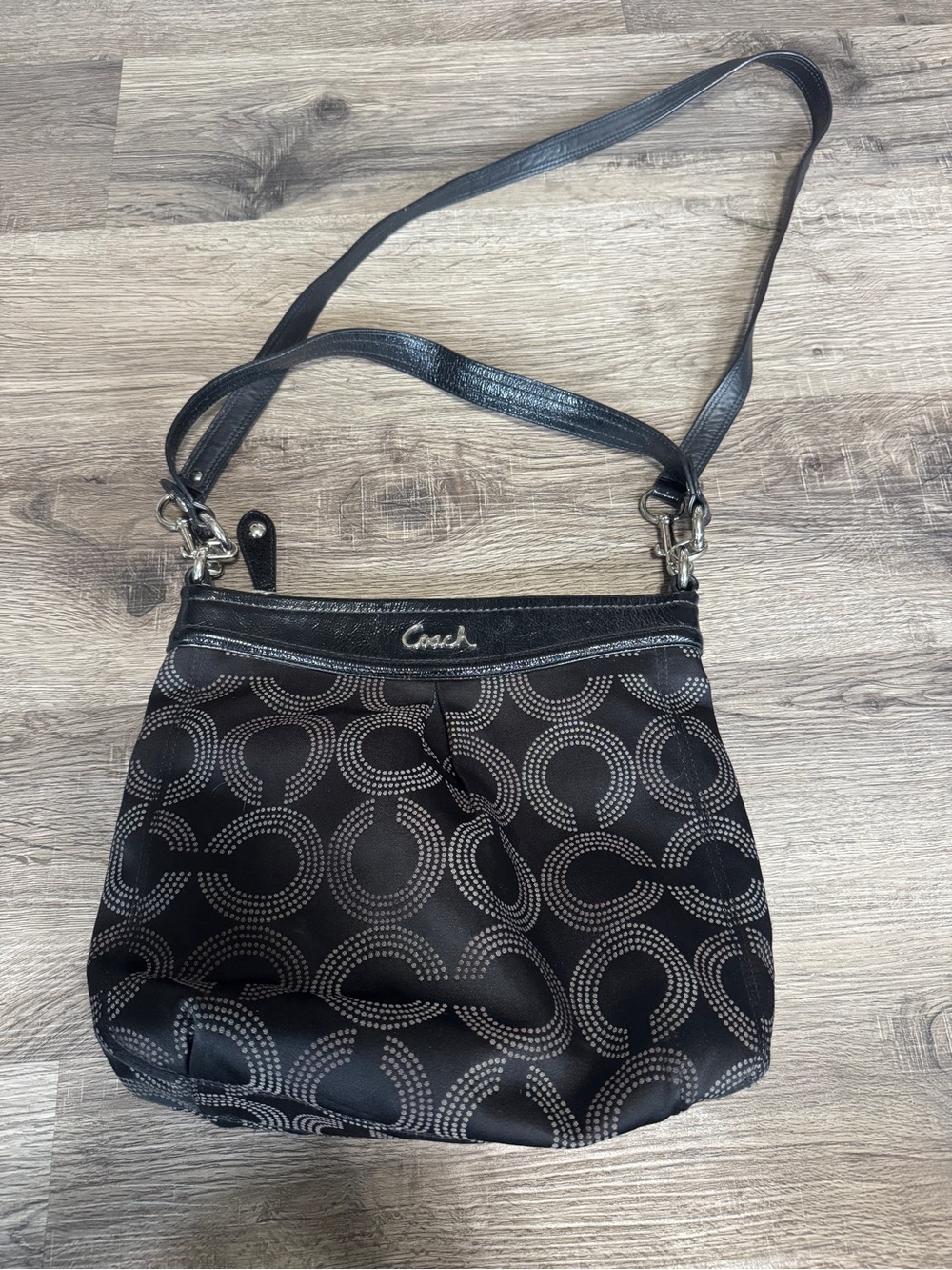 Coach Black Signature Dot-Print Shoulder Bag